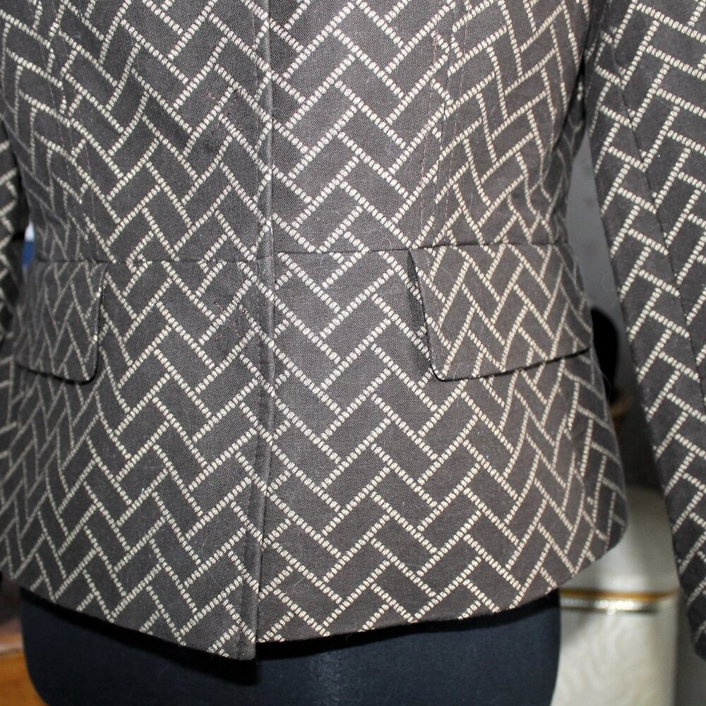 Loft Brown Herringbone Pattern Blazer, Size 2 - image 3